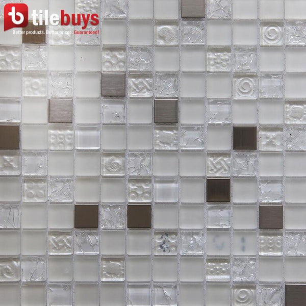 Glass and metal MOSAIC TILE 9 square total - Bath