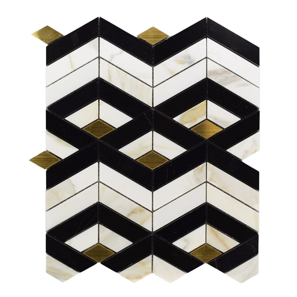 3D Geometric Marble Mosaic Tile in 3 Color Combinations