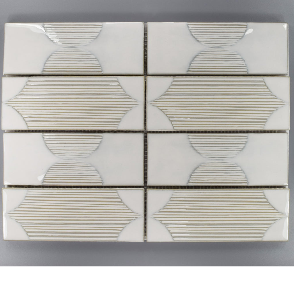 Arabesque Textured Cream Porcelain Mosaic Tile