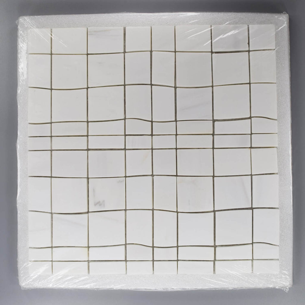 Dolomite White Irregular Squares Waterjet Mosaic Tile