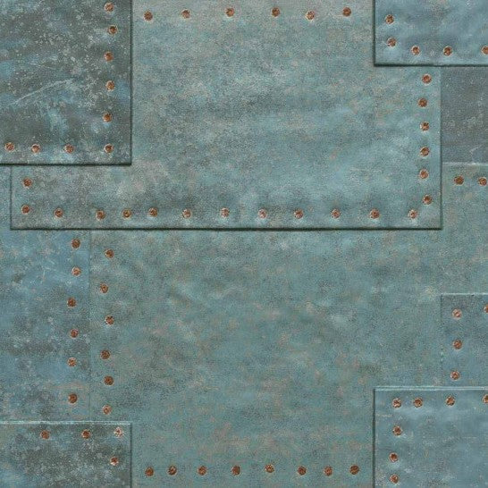 Grunge Blue Metal Look 18x47" Ceramic Wall Tile