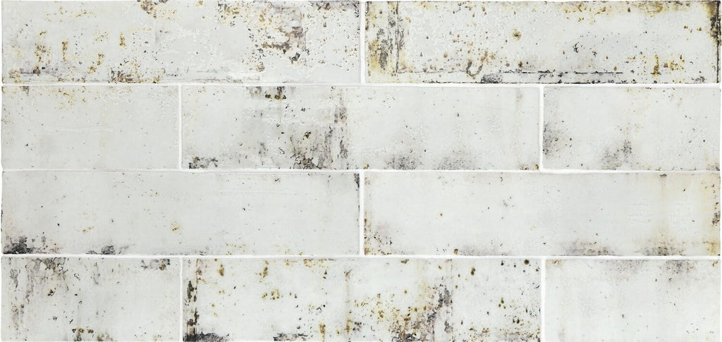 Distressed Rustic White Ceramic 3x12 Subway Tile