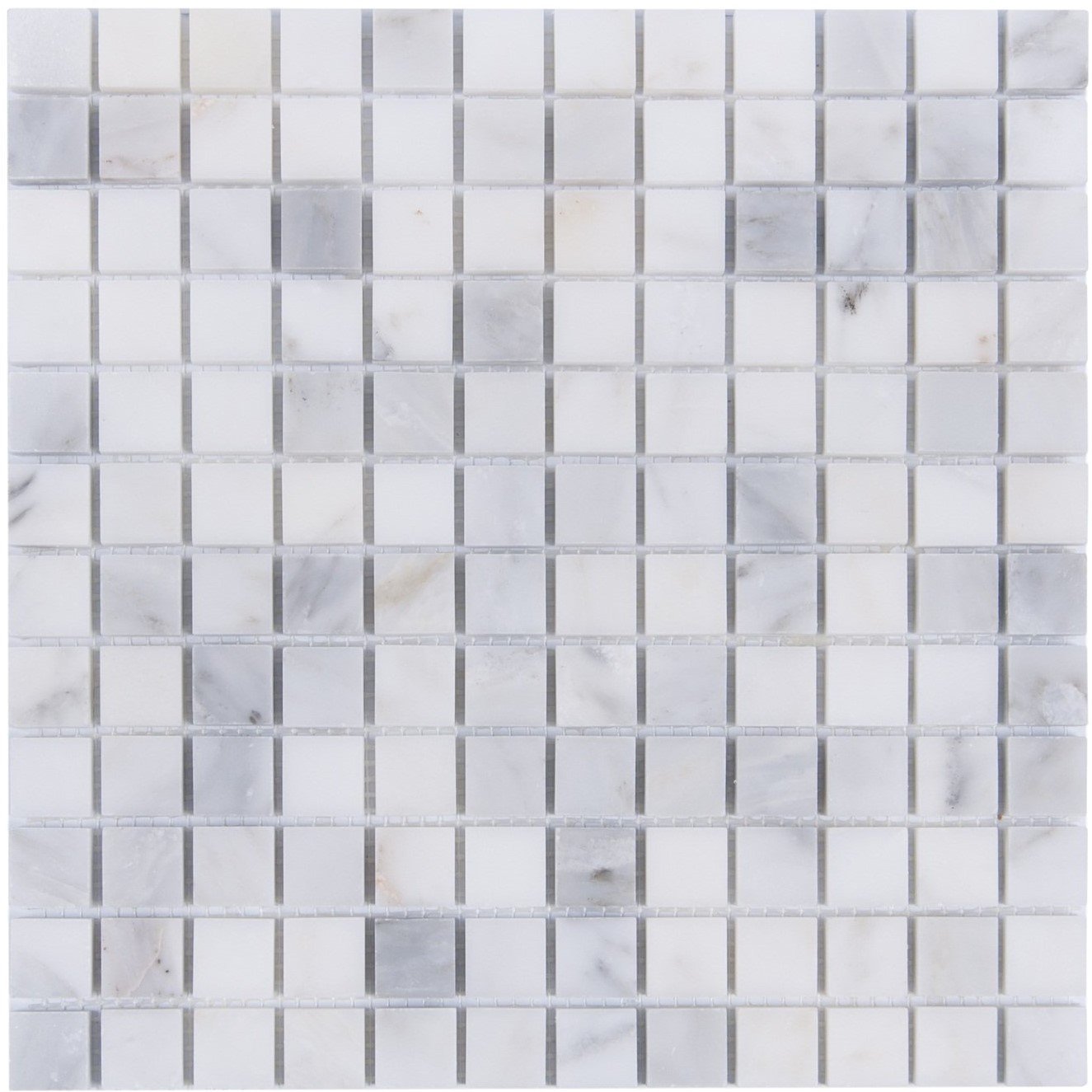 Carrara Venato Marble Mosaic Tile in 1” Squares Pattern - Polished